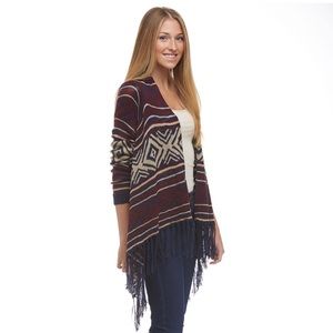 Pink Rose Womens Red‎ Striped Long Sleeves
Open Front Cardigan Sweater Size M